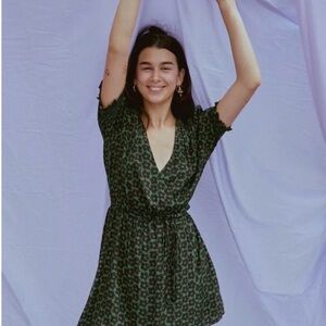 Urban Outfitters Green Patterned Mini Dress